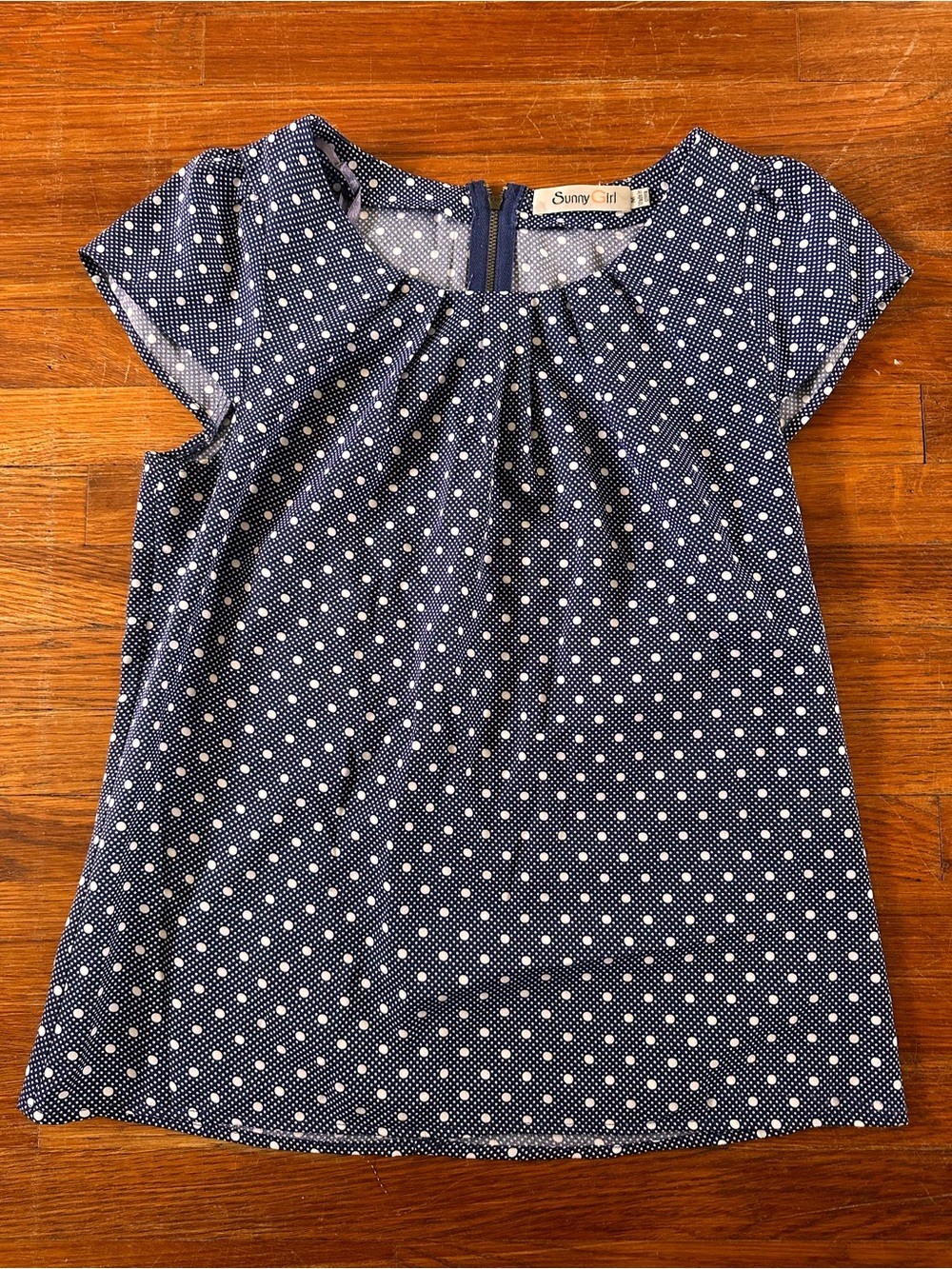 Sunny Girl Navy Polka Dot Short Sleeve Girls Dress